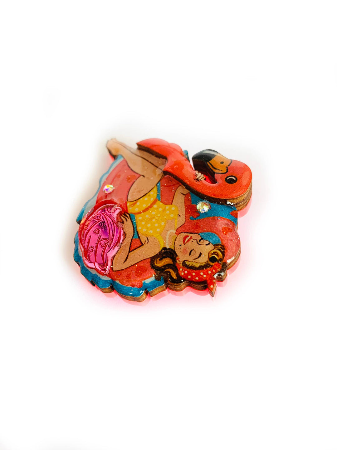 Frankie & the Flamingo Float Brooch by Rosie Rose Parker