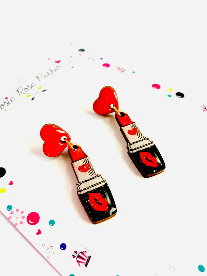 Valentine Lipstick Earrings by Rosie Rose Parker