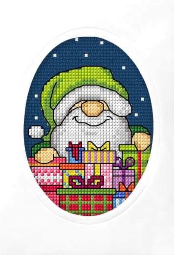 Gnome with Gifts Greeting Card Counted Cross Stitch Kit by Orchidea 6325