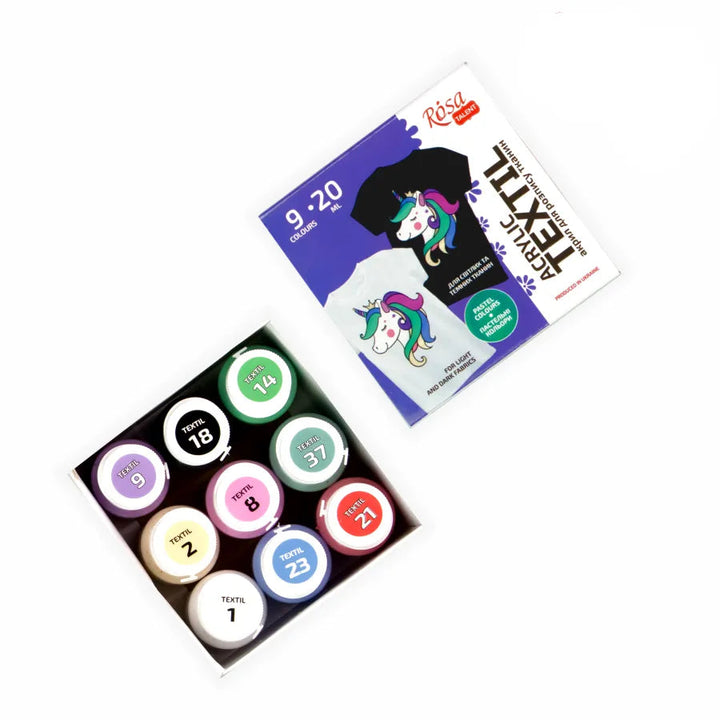Rosa Talent UNICORN Textile Acrylic Paint Set 9 pastel colors (0.68 oz)