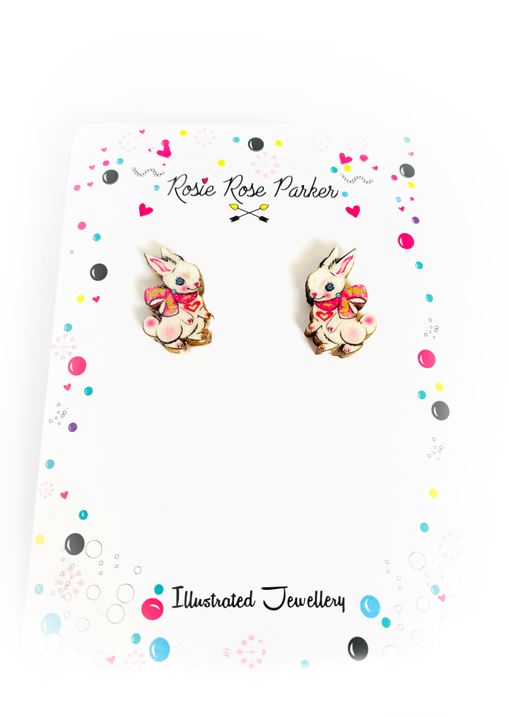 Rabbit Stud Earrings by Rosie Rose Parker