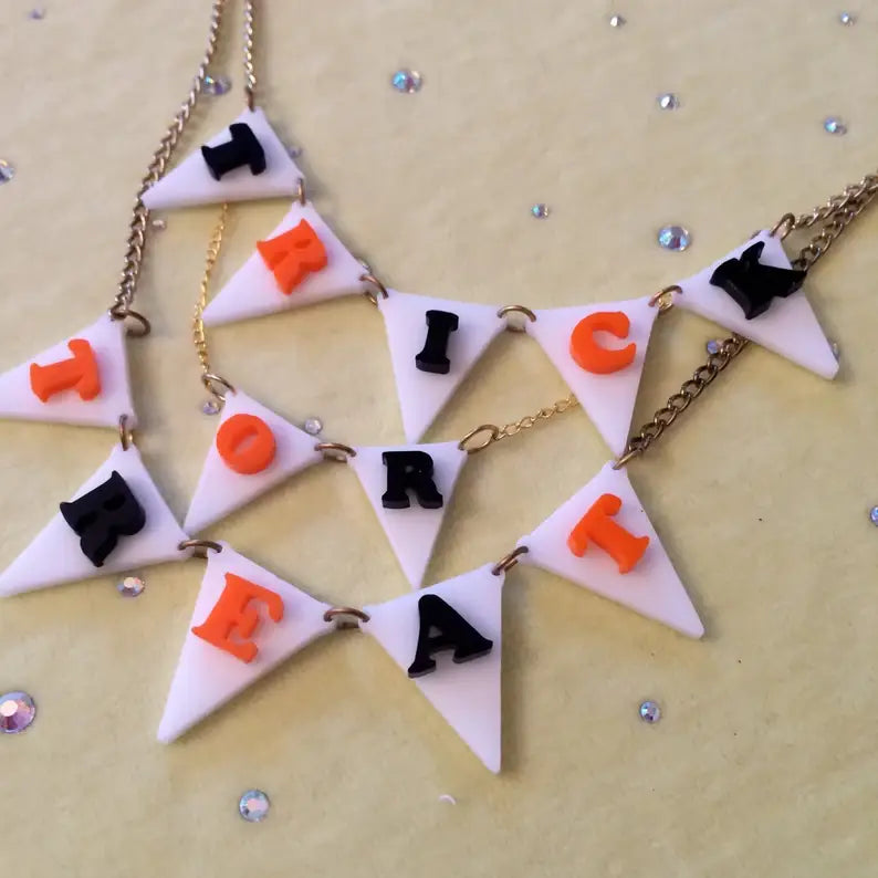 Trick or Treat Halloween Bunting Necklace