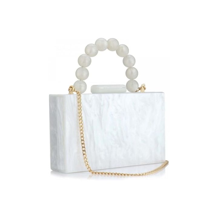 Retro Revival Acrylic Handbag - White