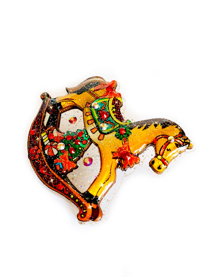 Rocking Horse Christmas Brooch by Rosie Rose Parker