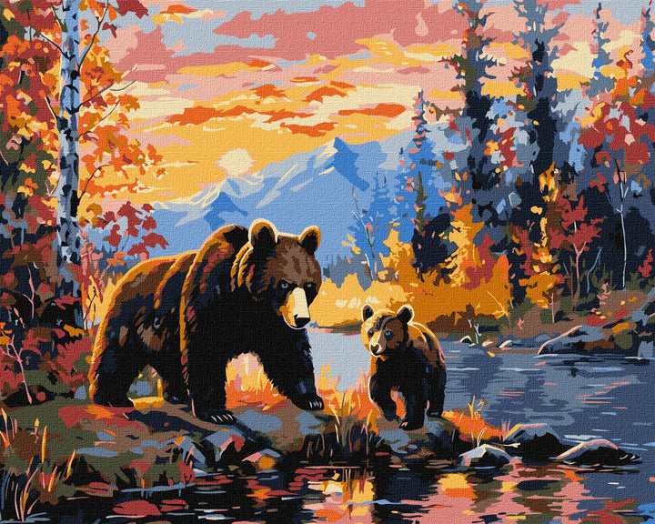 Painting by Numbers kit A bearfamily KHO6650