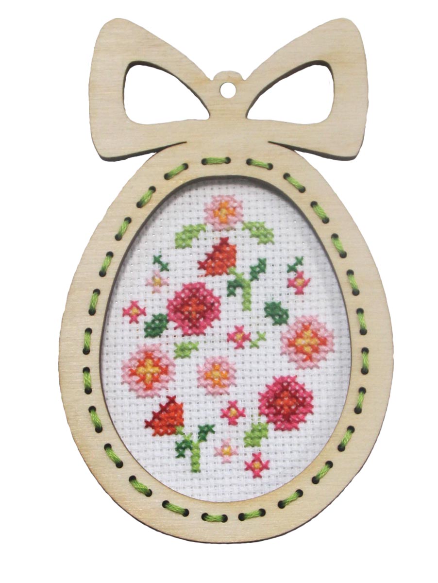 Counted cross stitch kit with plywood frame "Easter egg-Spring flowers" 6664