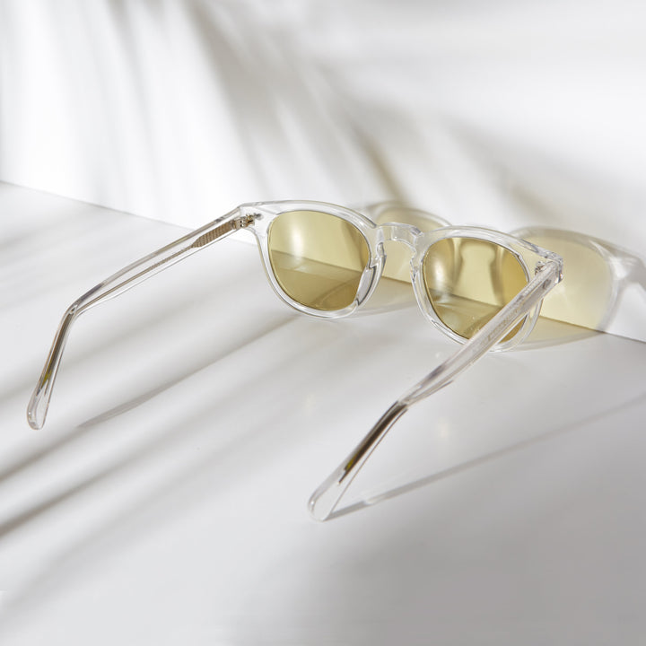 Clear Acetate Square Sunglass with Colored Lenses - Benson