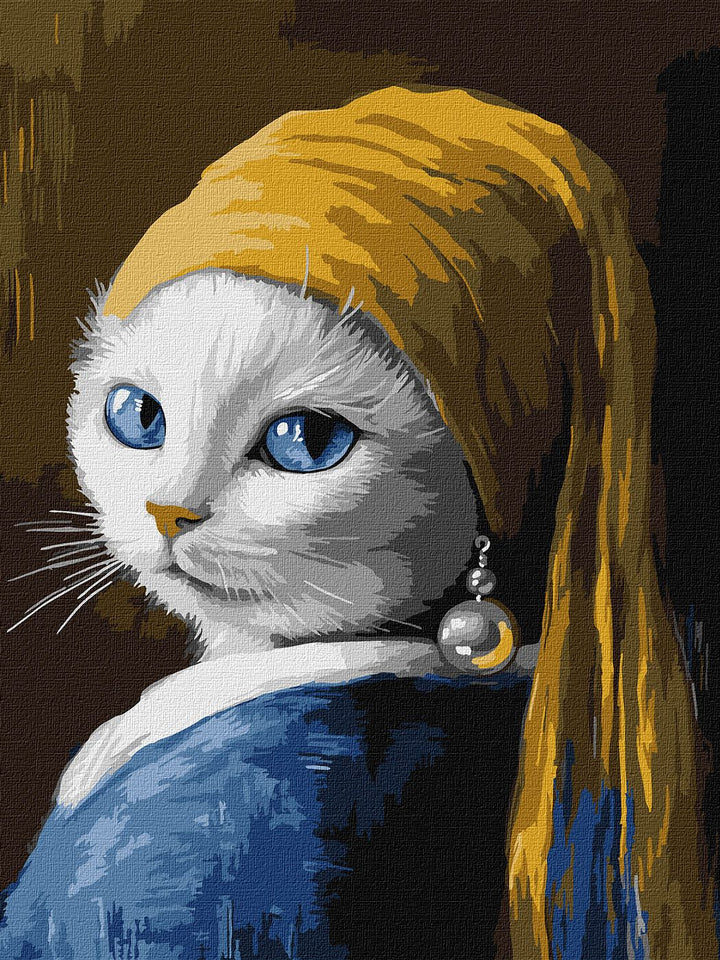 Painting by Numbers kit Cat with a pearl earring KHO6687
