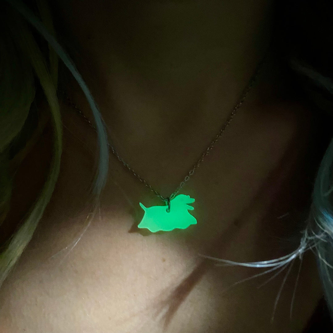 Cryptid Club Dog Ghost Necklace- GLOWS!