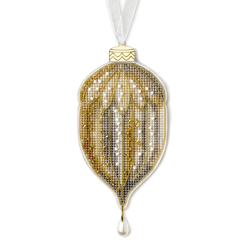 Christmas Ornament - Golden Acorn Plastic Base Cross-Stitch Kit by Wonderland Crafts FLX-134