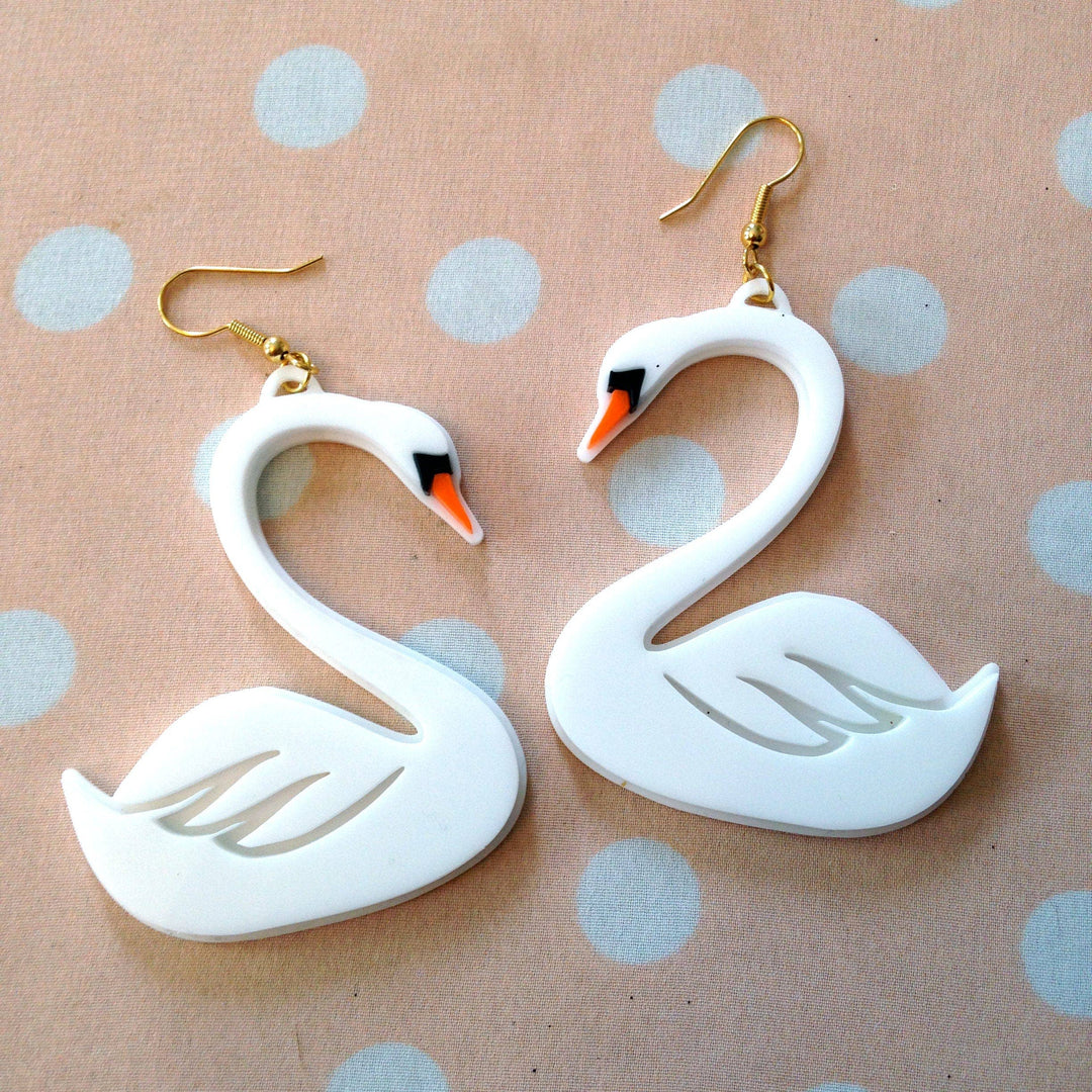 White Swan Statement Earrings