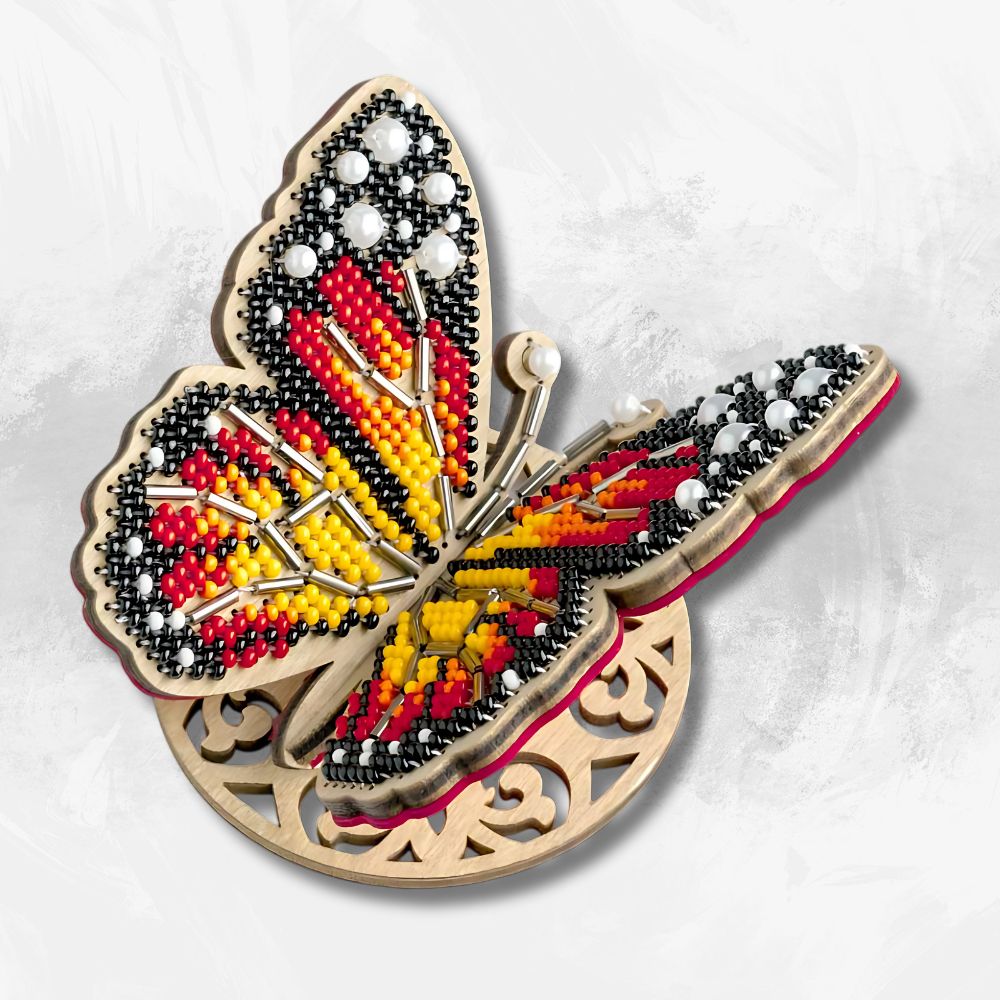 Wooden Bead Embroidery Kit ‚Äì ‚ÄúBright Butterfly‚Äù FLK-581