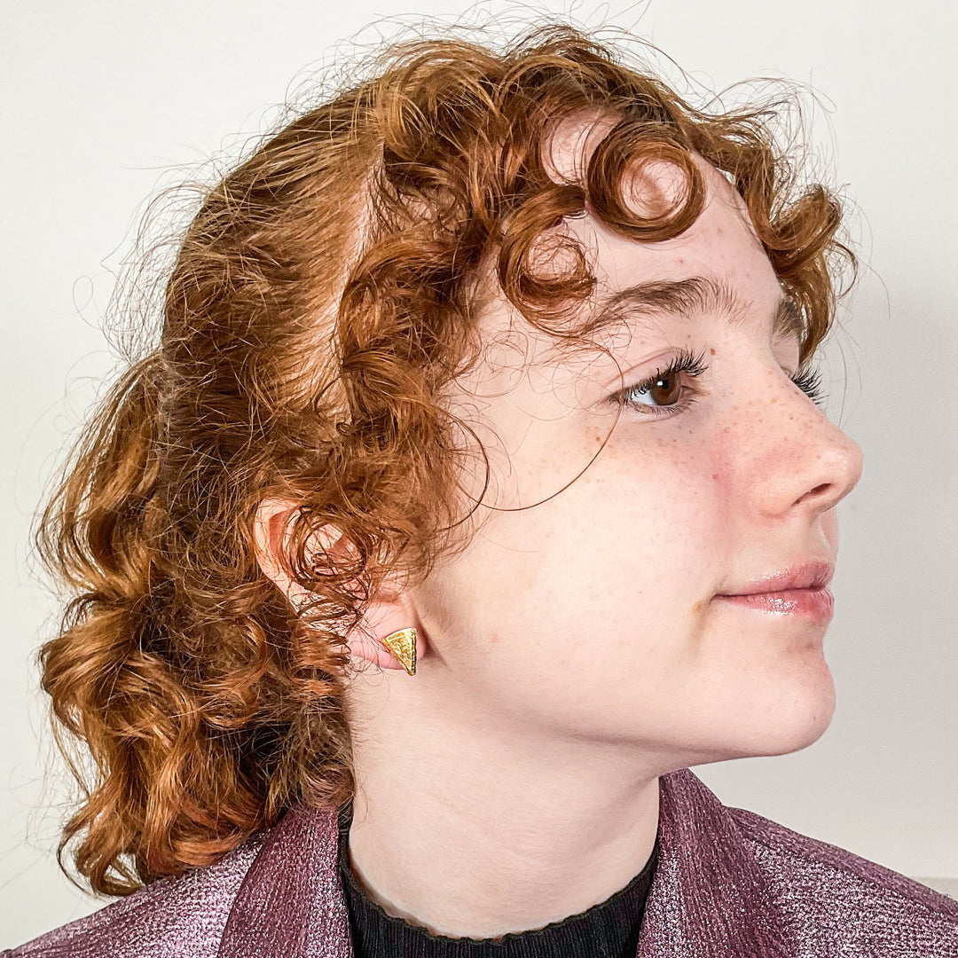 Last Chance! Pizza Earrings in Mirror Gold