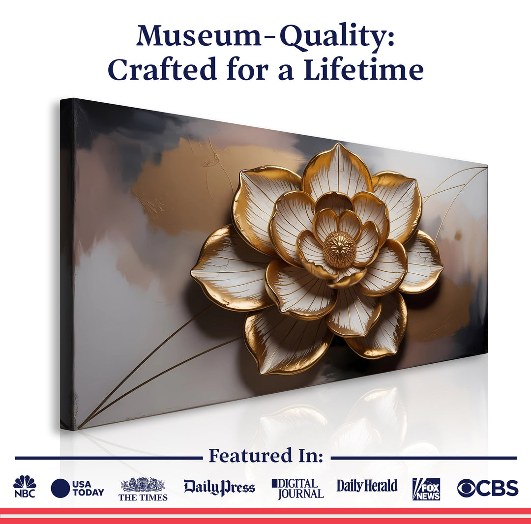 Golden Lotus Minimalist Abstract Wall Art