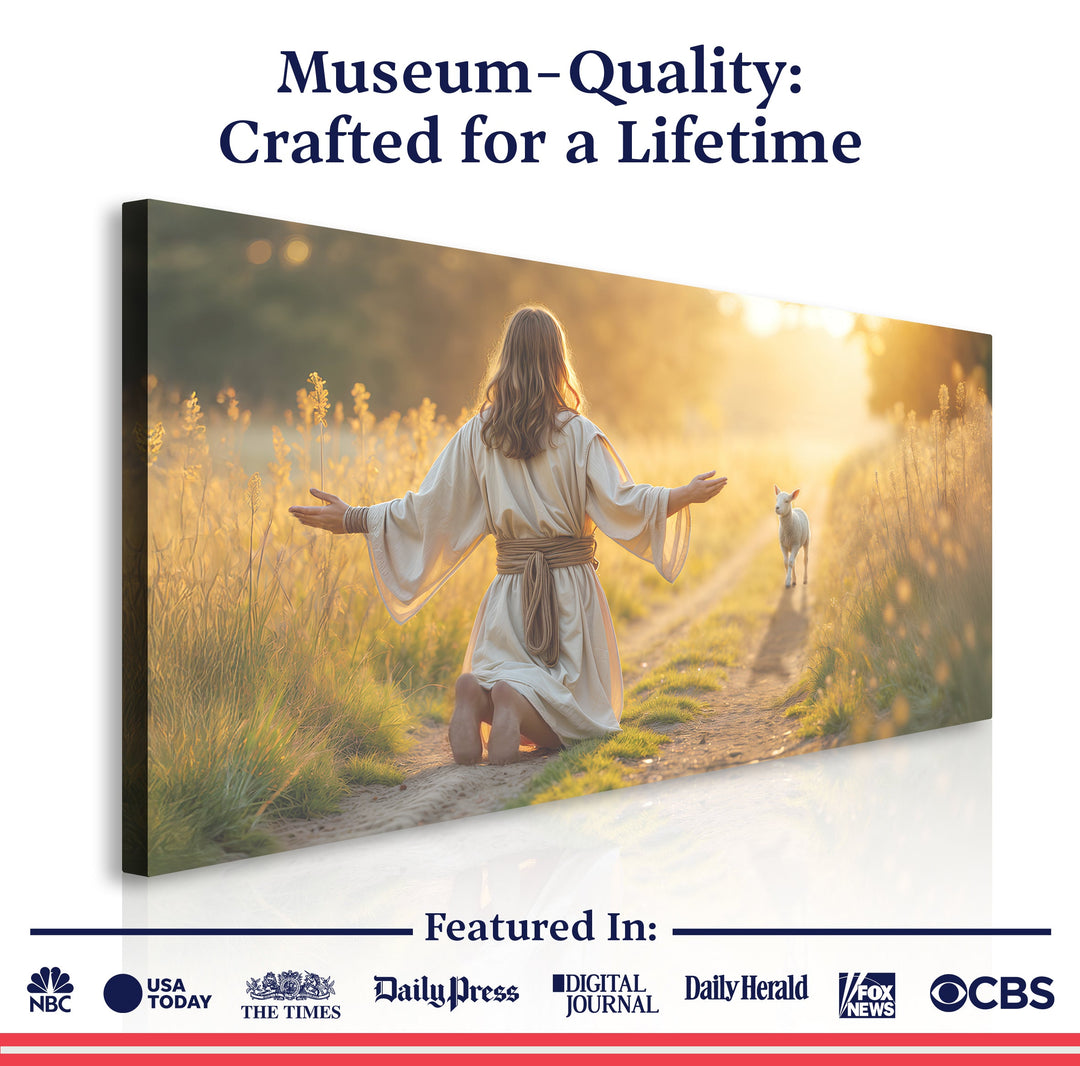 Jesus Protects The Lamb From Wolves Faith Wall Art IX