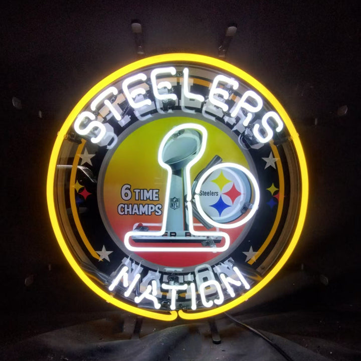 Pittsburgh Steelers Nation 6 Times Champion Neon Signs