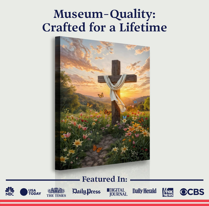 Cross and Flowers Faith Wall Art