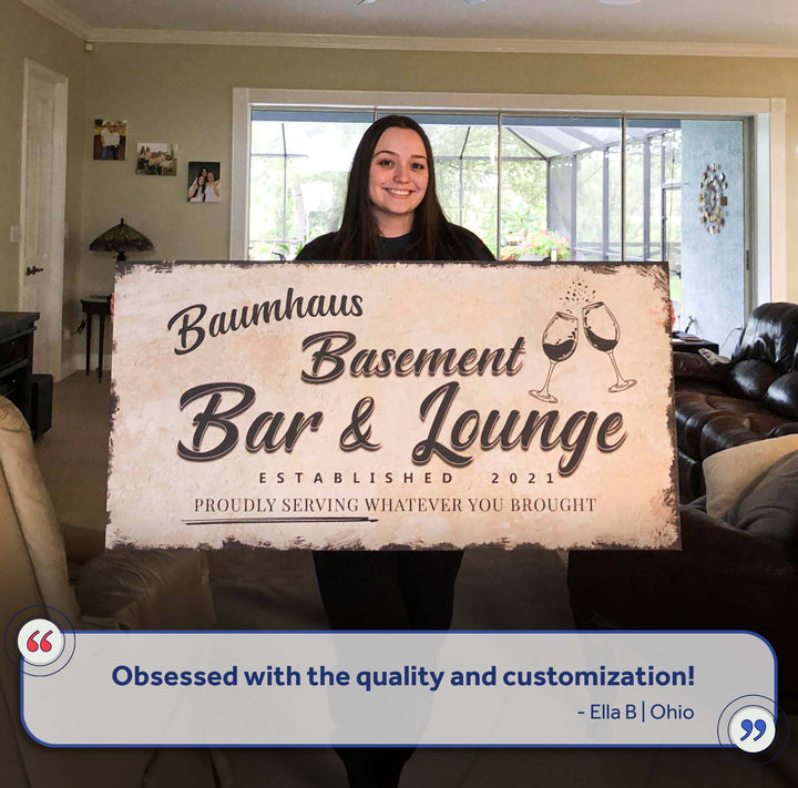 Personalized Basement Bar Sign: Custom Bar Signs for Home Bar – Perfect Man Cave Wall Decor