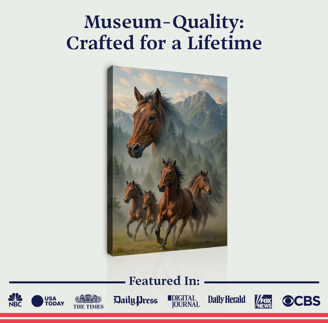 Galloping Horse Double Exposure Wall Art