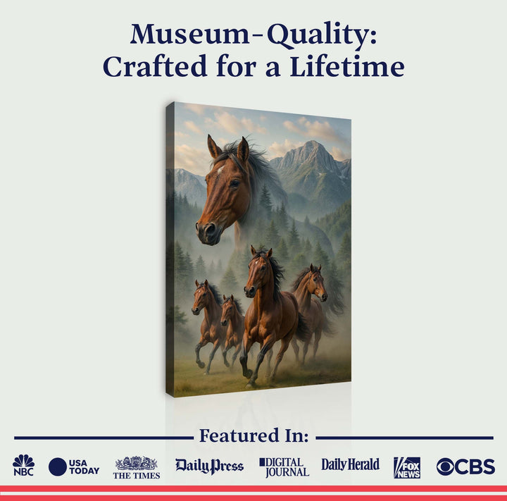 Galloping Horse Double Exposure Wall Art