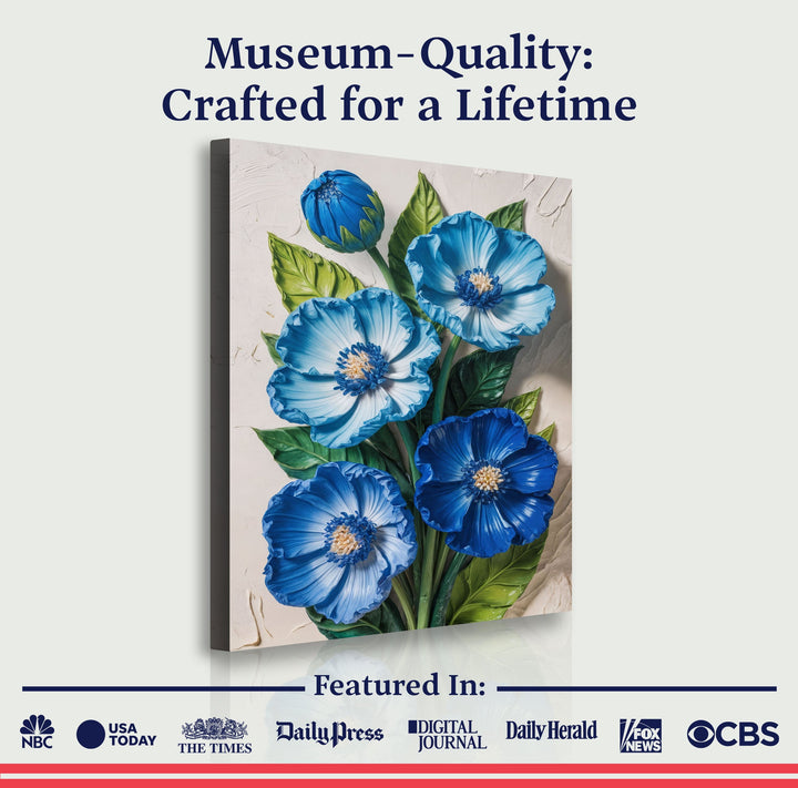 Blue Blossom Bouquet Impasto Wall Art