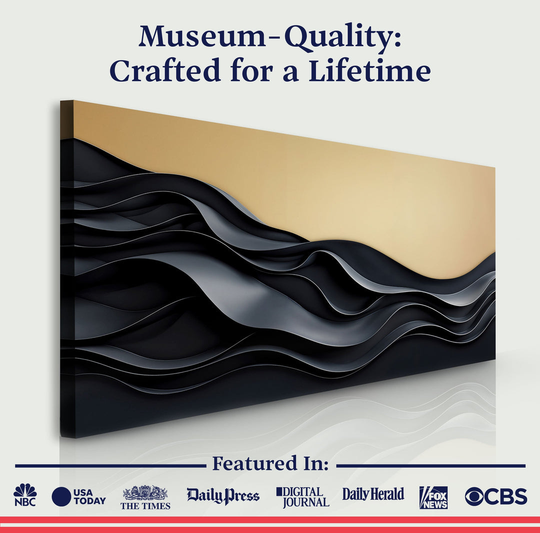 Black and Gold Minimalist Abstract Wall Art II