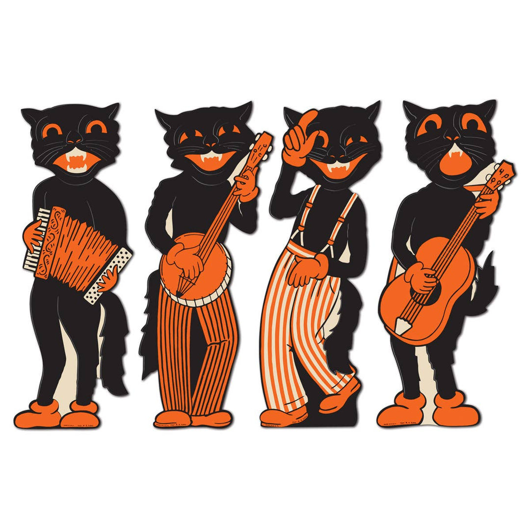 Vintage Halloween Scat Cat Band Cutouts Set of 4