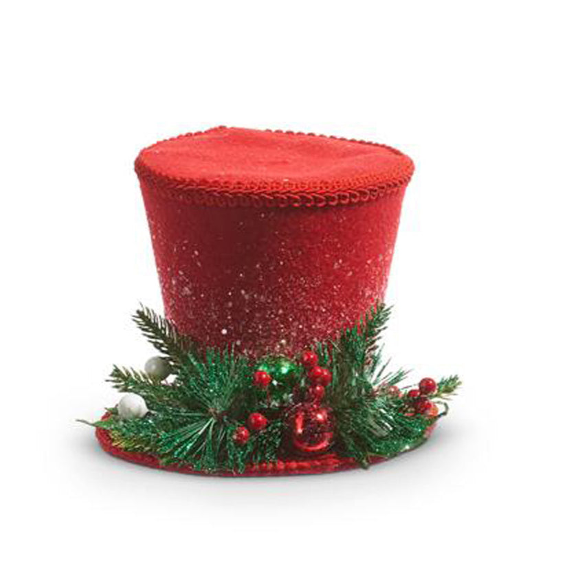 7" Red Top Hat Ornament by Raz Imports image