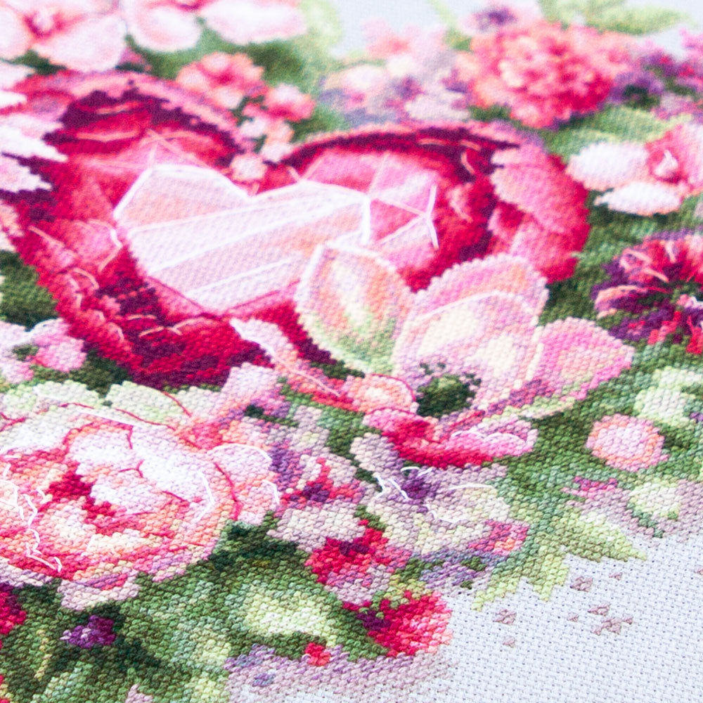 Blooming Heart Counted Cross Stitch Kit by Magic Needle 70-15