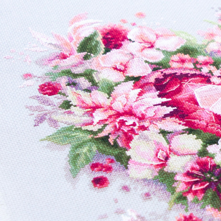 Blooming Heart Counted Cross Stitch Kit by Magic Needle 70-15