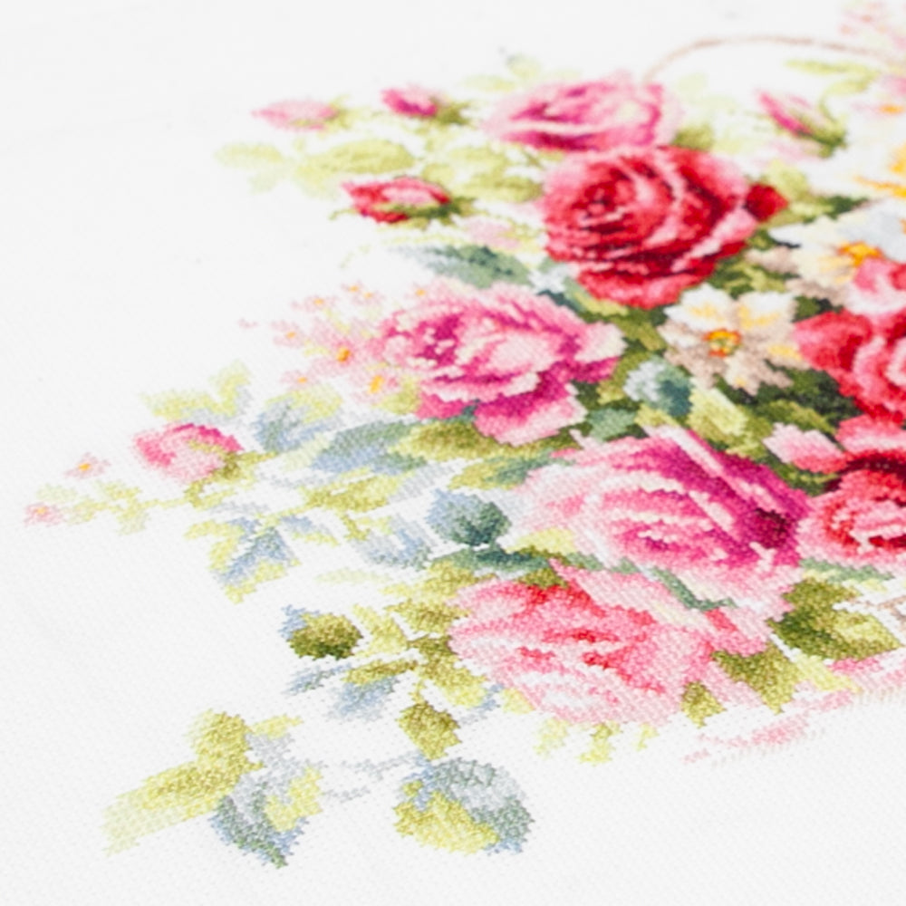 Basket with Roses Counted Cross Stitch Kit by Magic Needle 70-19