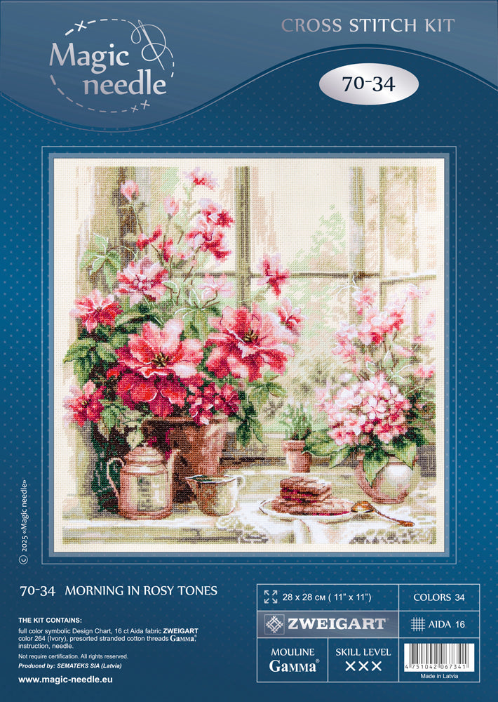 Morning in Rosy Tones Counted Cross Stitch Kit by Magic Needle 70-34