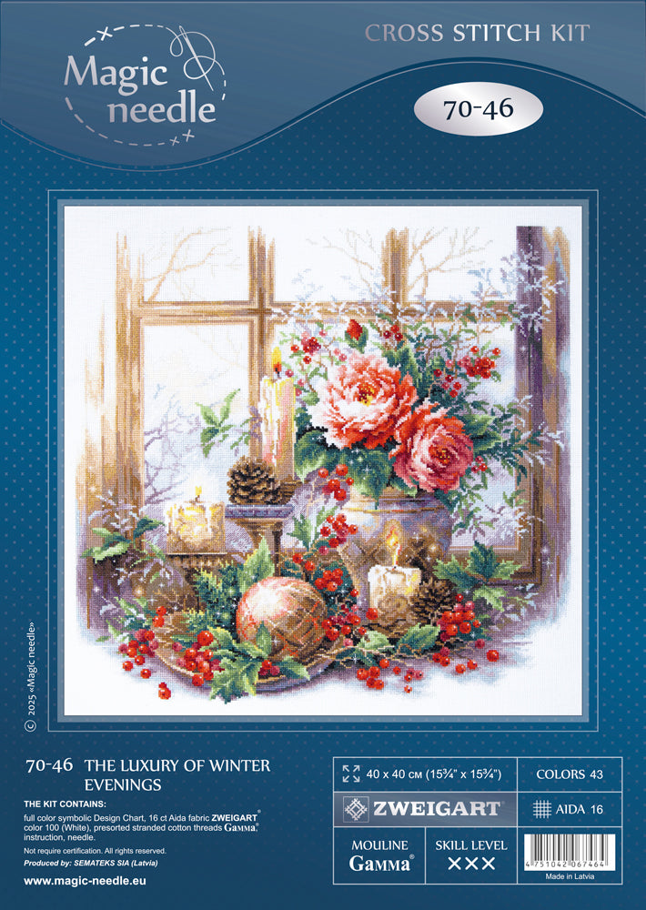 The Luxury of Winter Evenings Counted Cross Stitch Kit by Magic Needle 70-46