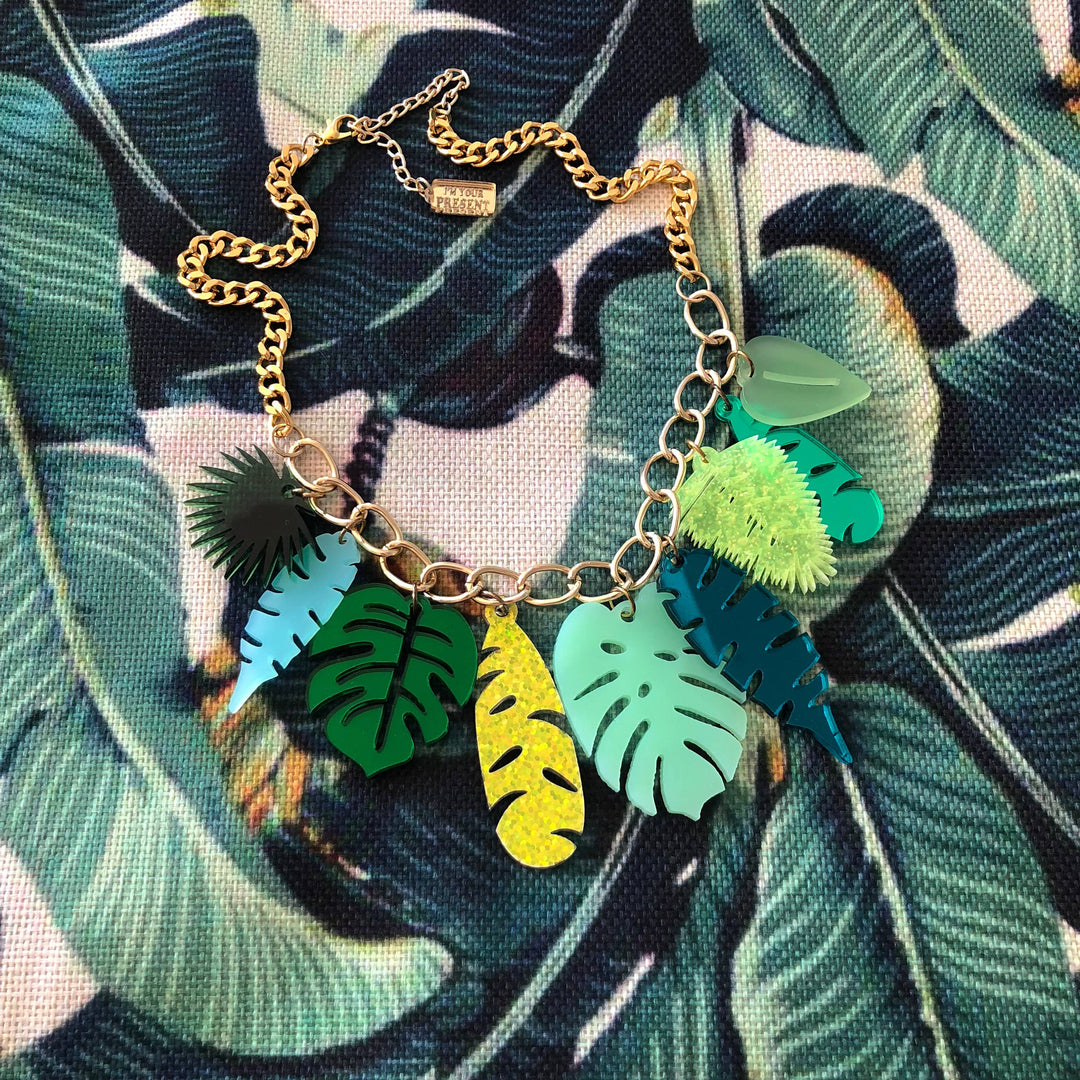 Tropical Leaves Statement Necklace