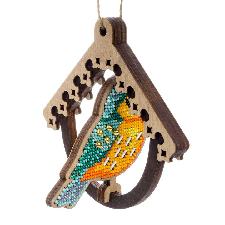 Wooden Bead Embroidery Kit ‚Äì ‚ÄúBird In Birdhouse‚Äù FLK-580