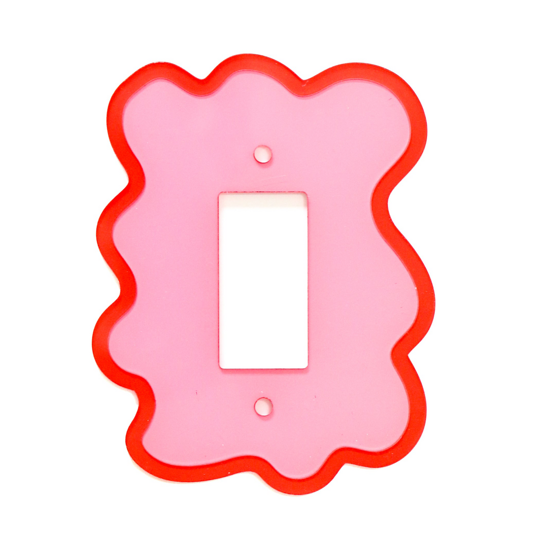 Red and pink squiggle light switch cover