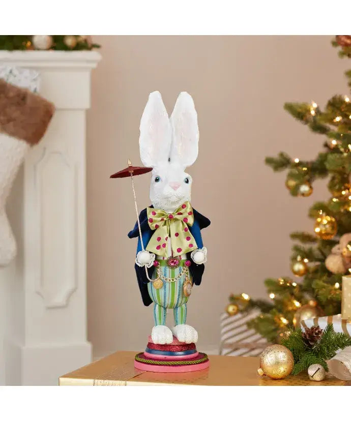18"HOLLYWOOD WHITE RABBIT NUTCRACKER