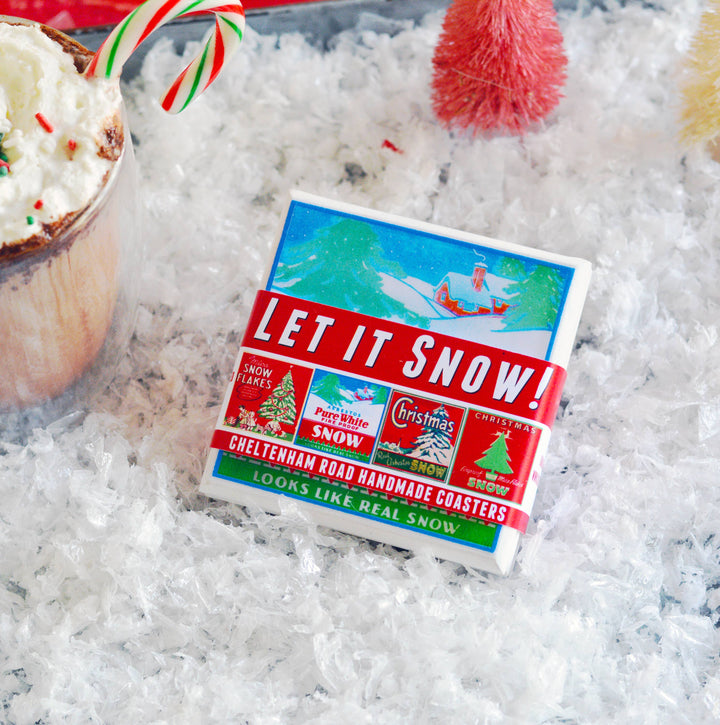 Let it Snow - Vintage Christmas Coaster Set