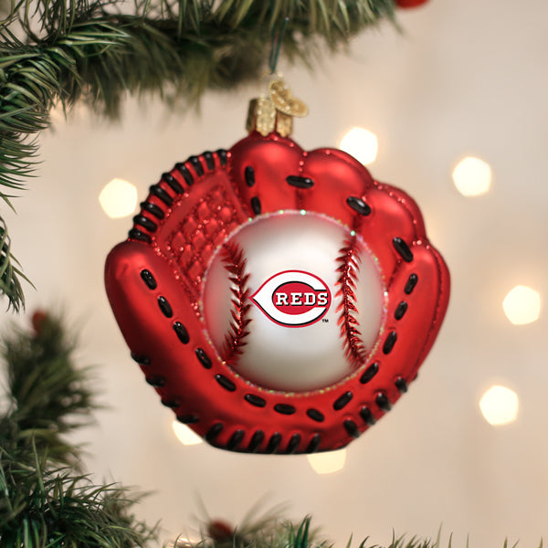 Reds Baseball Mitt Ornament