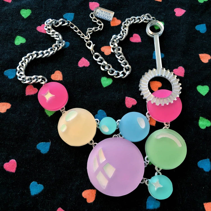 Pastel Rainbow Super Bubble & Wand Statement Necklace
