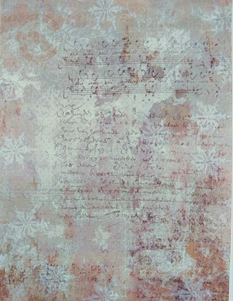 Weathered Elegance Designer Printed AIDA Fabric. Canvas for embroidery with an applied background  KF-1227A