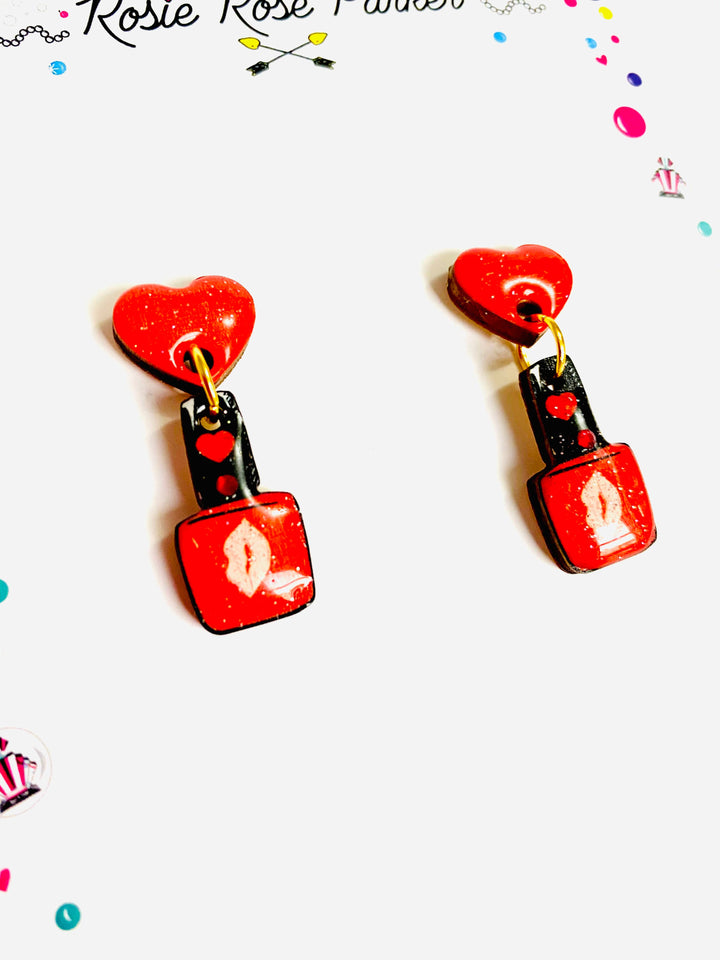 Valentine's Nail Polish Earrings by Rosie Rose Parker