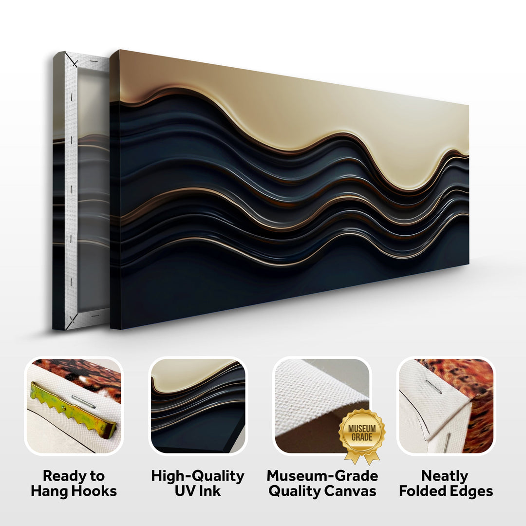 Black and Gold Minimalist Abstract Wall Art III