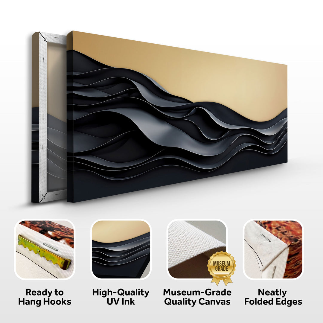 Black and Gold Minimalist Abstract Wall Art II