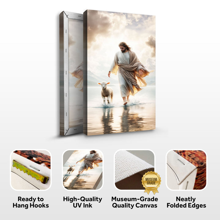 Jesus Protects The Lamb From Wolves Faith Wall Art XIII