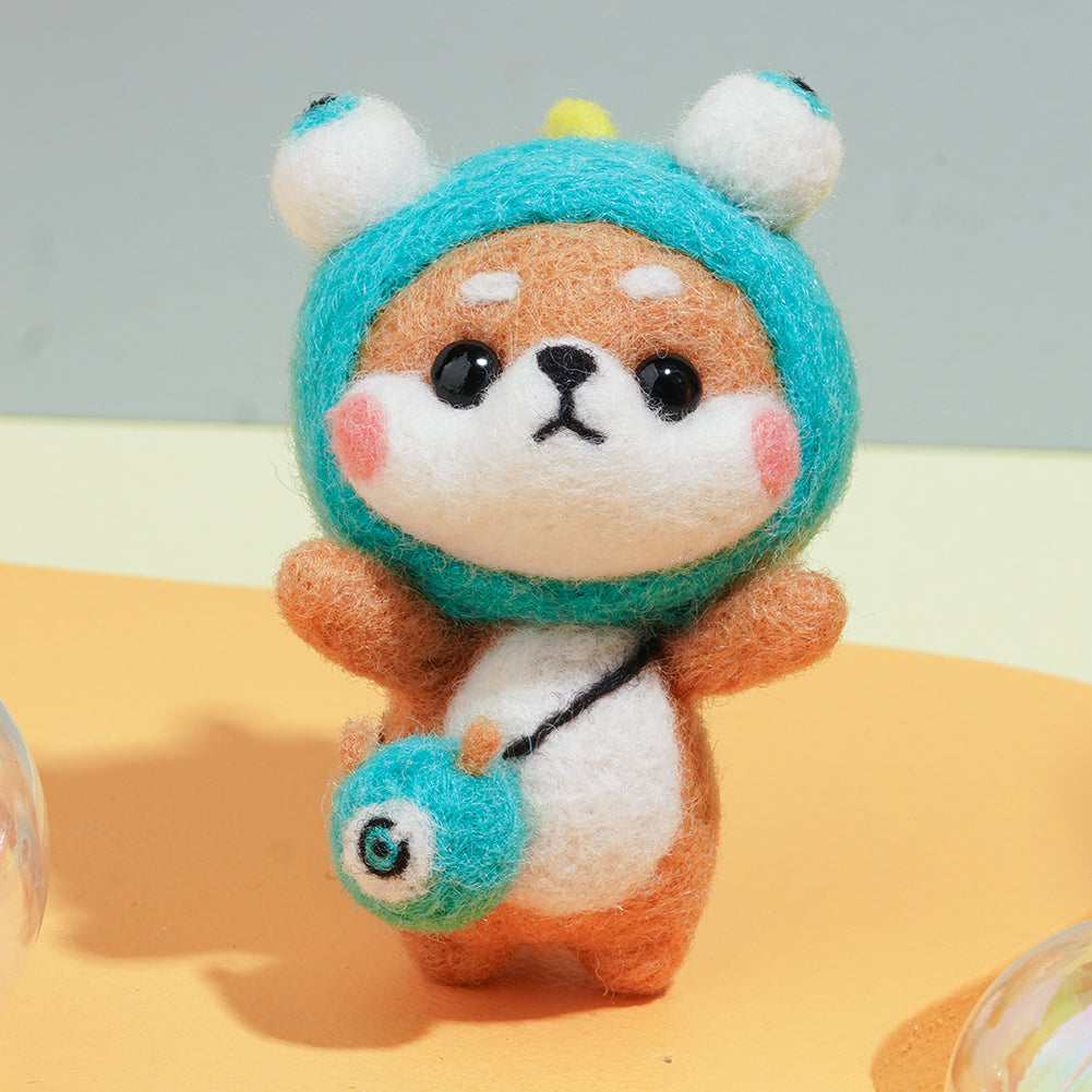 Puppy in Monster Costume Needle Felting Kit. Wizardi DIY Wool Craft Kit F07N8-W7