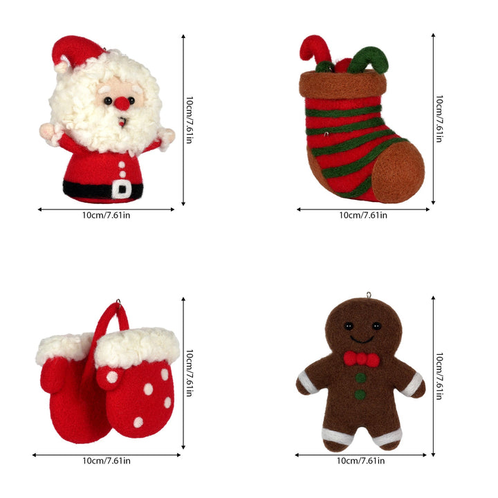 Christmas Tree, Stocking, Gingerbread man and Santa Needle Felting Kit. Wizardi DIY Wool Craft Kit F07N8-Z-10
