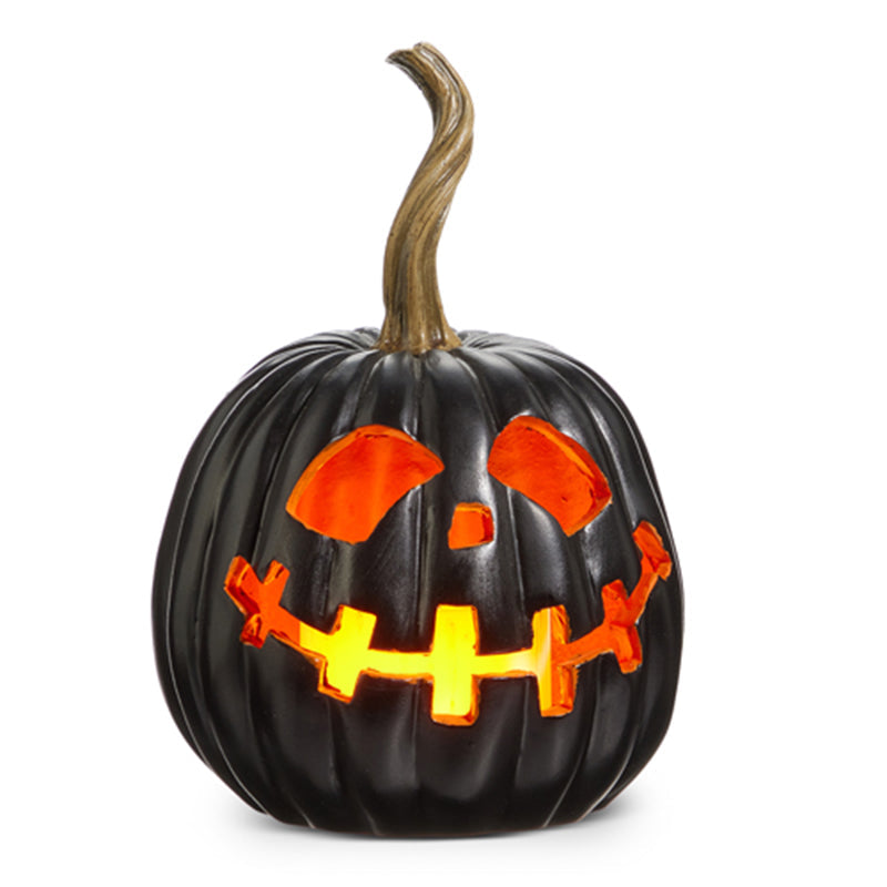 8" Lighted Black Jack O Lantern by Raz Imports 