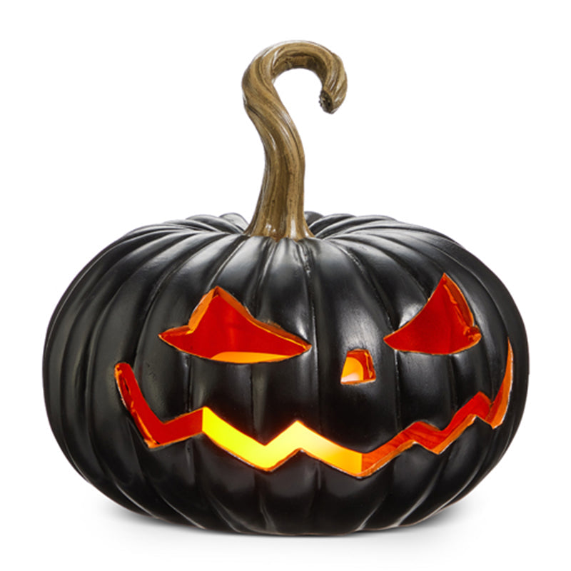 8" Lighted Black Jack O Lantern with 8" Height by Raz Imports 