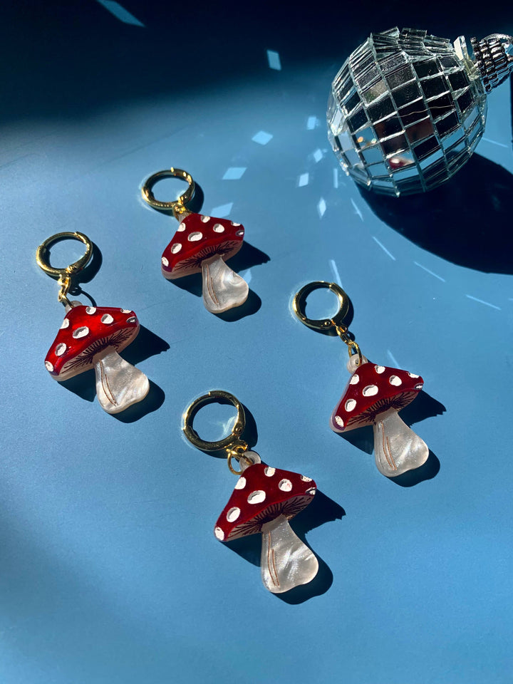 Mini Mushrooms Acrylic Statement Earrings
